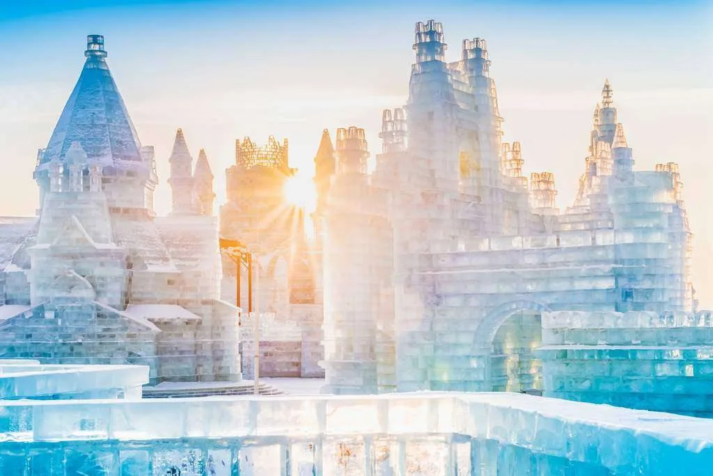 Sunset at the Harbin Ice Festival